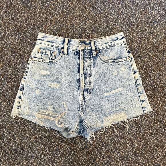 PacSun Ultra High Rise Vintage Shorts Light Wash Womens 24 - Picture 1 of 4